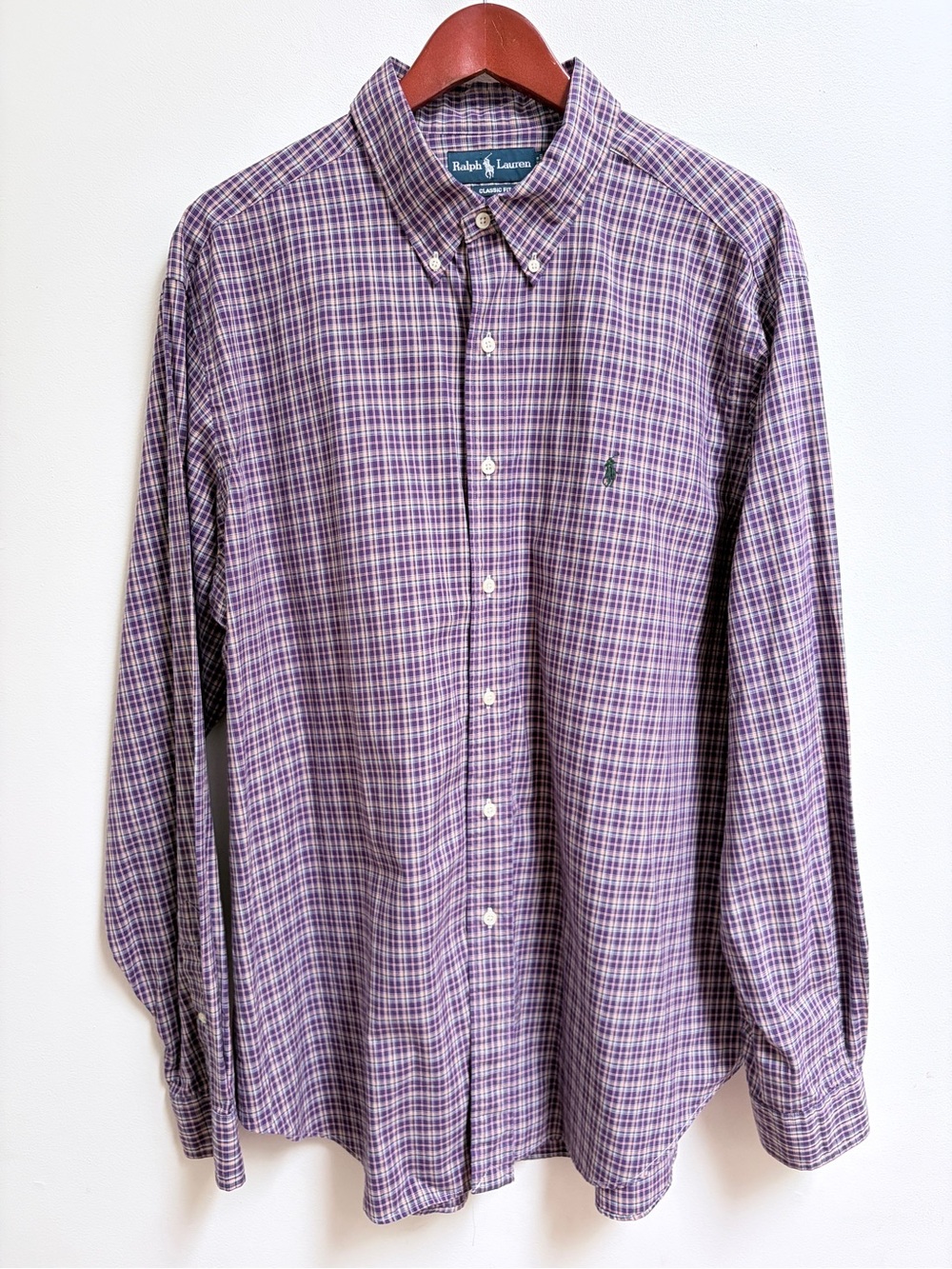 Ralph Lauren Purple Plaid Button-Down Shirt Classic Fit 100% Cotton XXL